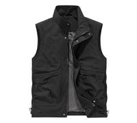 Chaleco de Trabajo Hombre con Estilo Moderno y Versátil para Uso Casual y Exterior con Tejido Resistente(Black, XXXXL)