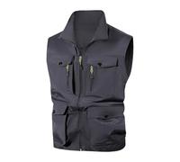 Chaleco De Trabajo Hombre Informal Ligero Sin Mangas Para Hombre Con Múltiples Bolsillos Y Cuello Alto Para Uso Diario Para El Hogar Exteriores Senderismo Primavera Y Verano (Grey Xxxl)
