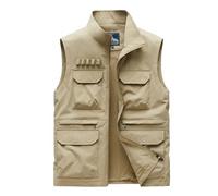 Chaleco De Trabajo Hombre Verano - Chaleco Ligero Para Exteriores Para Hombre Transpirable Para Trabajo Sin Mangas Con Bolsillo Para Fotografía Pesca Informal Para Primavera Verano Y Otoño (Khaki M)