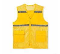 Chaleco de trabajo informal unisex con tira reflectante, diseño de malla transpirable para actividades al aire libre (3XL amarillo)