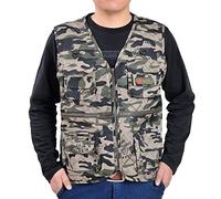 Chaleco de trabajo para hombre, chaleco de malla sin mangas, chaleco de ajuste regular, chaleco cargo con múltiples bolsillos, ropa de trabajo, chaleco de camuflaje, casual, verano, safari, caza