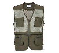 Chaleco de trabajo para hombre, chaleco sin mangas, chaqueta de otoño para hombre, chaleco de exterior, ligero, de algodón, chaleco de pescador, sin mangas, con prácticos bolsillos, chaleco de