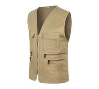 Chaleco de trabajo para hombre, sin mangas, multibolsillo, chaleco de trabajo, de algodón, chaleco militar, camping, caza, secado rápido, multifunción, senderismo, camping, safari, trekking, con