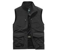 Chaleco de trabajo para hombres al libre Chaleco sin mangas para hombre con muchos bolsillos de ligero cuello sin mangas deportivo verano con cremallera Chaqueta Ligera Mmangas al Libre Trabajo
