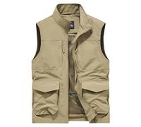Chaleco de trabajo para hombres al libre Chaleco sin mangas para hombre con muchos bolsillos de ligero cuello sin mangas deportivo verano con cremallera Chaqueta Ligera Mmangas al Libre Trabajo