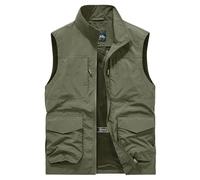 Chaleco de trabajo para hombres al libre Chaleco sin mangas para hombre con muchos bolsillos de ligero cuello sin mangas deportivo verano con cremallera Chaqueta Ligera Mmangas al Libre Trabajo