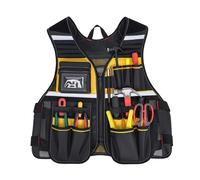 Chaleco de trabajo, tela Oxford de alta visibilidad, organizador de seguridad con múltiples bolsillos, chaleco de herramientas para electricista para papá, padre, carpintero, electricista