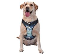 Chaleco de tracción para mascotas con estampado de nubes blancas sobre el mar, para que las mascotas lo usen al pasear al perro o escalar montañas