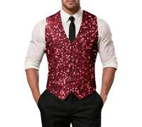Chaleco de traje brillante para hombre con lentejuelas sin mangas, cuello en V, chaleco de trabajo ligero, chaleco de negocios, chaleco de ocio, chaleco de fiesta, chaleco para discoteca, fiesta, boda