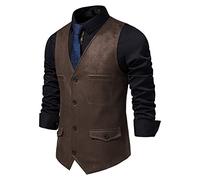 Chaleco de traje clásico para hombre, chaleco de moda y tiempo libre, de ante sintético, chaleco de motorista, ropa de club, chaleco de piel sintética, chaleco de piel sintética, chaleco de cuero
