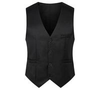 Chaleco de Traje de Hombre Chaleco de Traje de Negocios Chaleco de Vestido de Novia Formal de Corte sólido Chaleco de Esmoquin (Black,4XL)