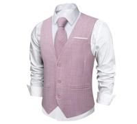 Chaleco De Traje Hombre - Chaleco Para Hombre, Chaleco De Traje Sólido, Chaleco Clásico Con Cuello En V Y Bolsillos, Chaleco De Traje Para Uso Formal, Trabajo, Boda, Rosa, Xl
