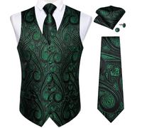 Chaleco de traje Paisley azul turquesa for hombre, chaleco lujo for boda y graduación, corbata, gemelos cuadrados bolsillo for esmoquin, ropa for novio Para bodas, negocios y fiestas(Color 13,XL)