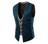 Chaleco de traje para hombre, camisa informal sin mangas, formal, clásico, básico, ajustado, chaleco de pico, cuello en V, chaleco de traje transpirable, marine, XL