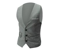 Chaleco de traje para hombre negro de algodón - chaleco para hombre al aire libre delgado - chaleco de traje ajustado con cuello en V sin mangas con 3 botones chaleco de negocios casual clásico