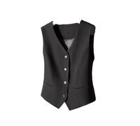 Chaleco de traje para mujer Chaleco de traje for mujer, primavera y otoño, color liso, sin mangas, un solo pecho, ajustado, tallas S-2XL Chaleco mujer casual(Black,S)