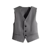 Chaleco de traje para mujer Chaleco de traje for mujer, primavera y otoño, color liso, sin mangas, un solo pecho, ajustado, tallas S-2XL Chaleco mujer casual(Dark Grey,XXL)