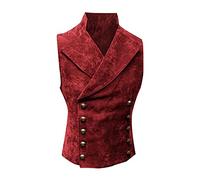 Chaleco de traje steampunk vintage para hombre, chaleco de esmoquin retro, chaleco ajustado de terciopelo, cuello alto, chaleco medieval, chaqueta de traje sin mangas, para Halloween, carnaval, top