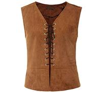 Chaleco de Un Solo Color Vintage Gótico Steampunk Medieval Oktoberfest Chaleco de Cuero Renacentista con Cuello Alto para Hombre para Carnaval Halloween Fiestas Cosplay