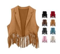 Chaleco de vaquero para niños, niñas, disfraz de vaquera, sin mangas, de ante con flecos, niño, chaleco con flecos, hippie, chaleco tradicional, chaleco del salvaje oeste, Oktoberfest, carnaval