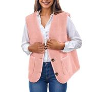 Chaleco de vellón sin mangas para mujer con diseño moderno y parches decorativos en colores variados (S) #2695