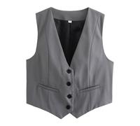 Chaleco de verano para mujer, chaqueta de verano con botones, sin mangas, chaleco de un solo color, con botones, chaleco, traje de negocios, informal, chaleco de vestir, blusas, blazer corto, para