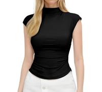 Chaleco de Verano para Mujer, de Cuello semialto, de Color Liso, Ajustado, sin Mangas, Estilo niña#A