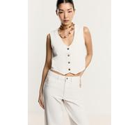 Chaleco denim pespuntes BEIGE M