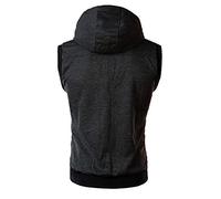 Chaleco deportivo con capucha para hombre, sin mangas, con cremallera, con cordón, bolsillo frontal, sudadera para culturismo, gimnasio, fitness, entrenamiento, casual, verano, gris oscuro, L