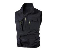Chaleco Deportivo Hombre Con Bolsillos Informal Ligero Sin Mangas Para Hombre Con Múltiples Bolsillos Y Cuello Alto Para Uso Diario Para El Hogar Exteriores Senderismo Primavera Y Verano (Black M)