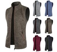 Chaleco Deportivo para Hombre, sin Mangas, Chaleco de Punto, Corte Ajustado, cárdigan con Cremallera, Chaleco de Trabajo para Exteriores, Cuello Alto, Softshell, Chaleco de Invierno de Punto