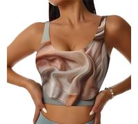 Chaleco deportivo para mujer, bufanda de seda con estampados de gasa, camiseta de yoga sin espalda en forma de U, ropa de entrenamiento y fitness, Negro, XXL