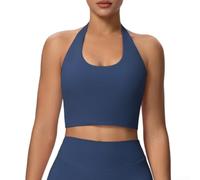 Chaleco deportivo para mujer con cuello halter para yoga y fitness (azul S)