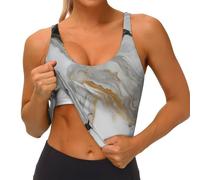 Chaleco deportivo para mujer con estampado abstracto de piedra de mármol, transpirable, ligero, para uso diario, al aire libre, casual, Negro, S