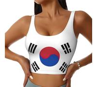Chaleco deportivo para mujer con estampado de la bandera de la República de Corea, ligero para yoga, fitness, apto para ejercicio y uso diario, Negro, M Corto