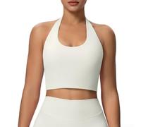 Chaleco deportivo para mujer, cuello halter para yoga, fitness, (Ivory White M)