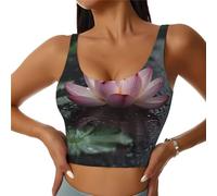Chaleco deportivo para mujer, estampado de loto en la tormenta, camiseta de yoga sin espalda en forma de U, ropa de entrenamiento y fitness, Negro, S