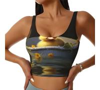 Chaleco deportivo para mujer, estampado de patito rubicundo, camiseta de yoga sin espalda en forma de U, ropa de entrenamiento y fitness, Negro, XXL