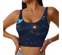 Chaleco deportivo para mujer, estampado The Darkness of Night, camiseta de yoga sin espalda en forma de U, ropa de entrenamiento y fitness, Negro, S