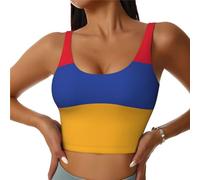 Chaleco deportivo para mujer, ligero y transpirable, con estampado de bandera de Armenia, para entrenamiento, fitness, moda, Negro, L Corto