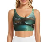 Chaleco deportivo para mujer para correr y actividades al aire libre, cómodo, suave, exquisito, pequeño puente en el este, estampado, Negro, S