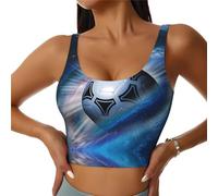 Chaleco elástico para mujer con diseño de balón de fútbol, diseño de corte bajo, adecuado para correr y fitness, Negro, L