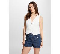 Chaleco encaje sin manga marfil mujer 34