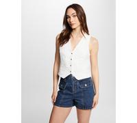 Chaleco encaje sin manga marfil mujer 38