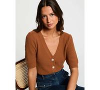 Chaleco entallado cuello v cámel mujer M