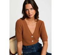 Chaleco entallado cuello v cámel mujer XS