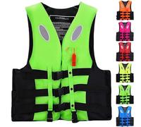 Chaleco Flotación 50N Multideporte - AJ. para Natación/Kayak/Pesca | Tejido Sec.Rápido, Silbato & Bandas Reflectantes (S-3XL),M,Green