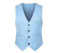 Chaleco formal ajustado para hombre con cuello en V y dos bolsillos para traje de negocios, esmoquin y atuendo de fiesta de boda, Bu1., 3XL