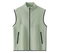Chaleco genérico para hombre con capucha de piel y puffer chaleco acolchado de manga larga para invierno, al aire libre, chaleco sin hombre, vaquero, verde, XXXL