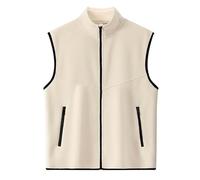 Chaleco genérico para hombre con capucha de piel y puffer chaleco acolchado de manga larga para invierno, al aire libre, chaleco sin hombre, vaquero, blanco, XXXXL